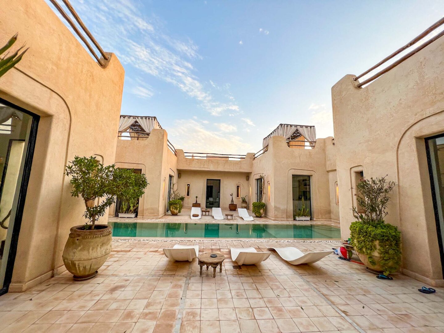 Marrakesh in August, private villa in Marrakesh in morning