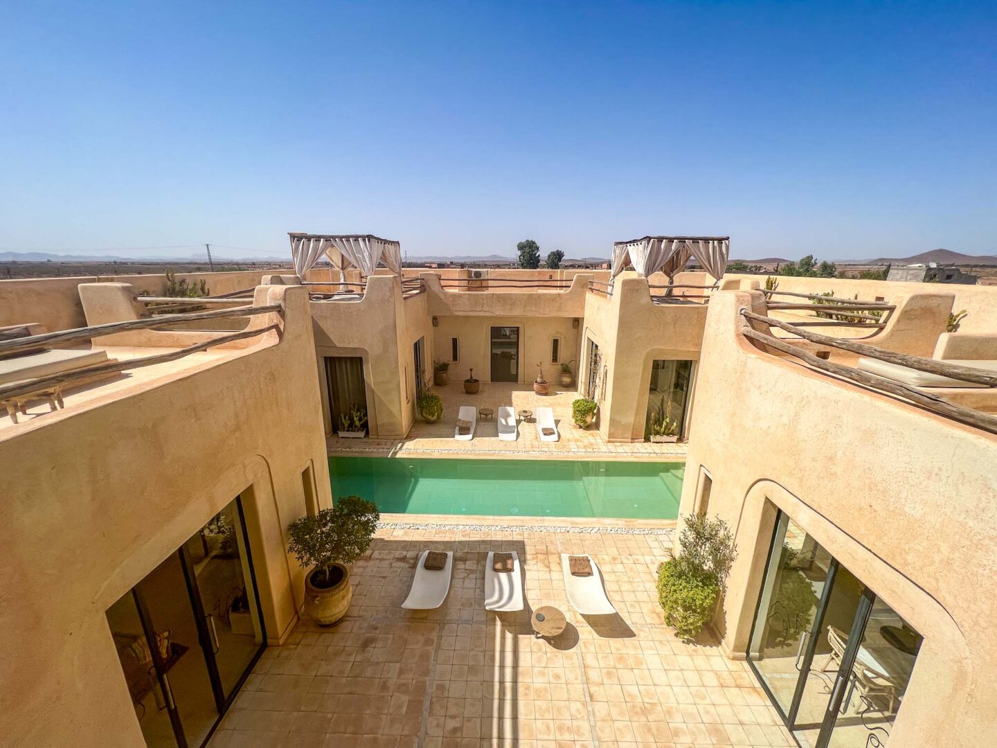 family villa Marrakech with pool from above