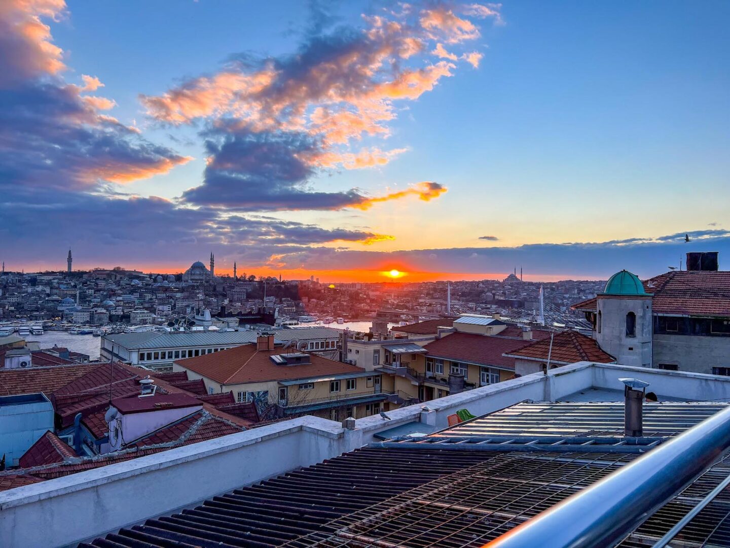 sunset from Konak Galata Cafe in Winter, things to do in Istanbul