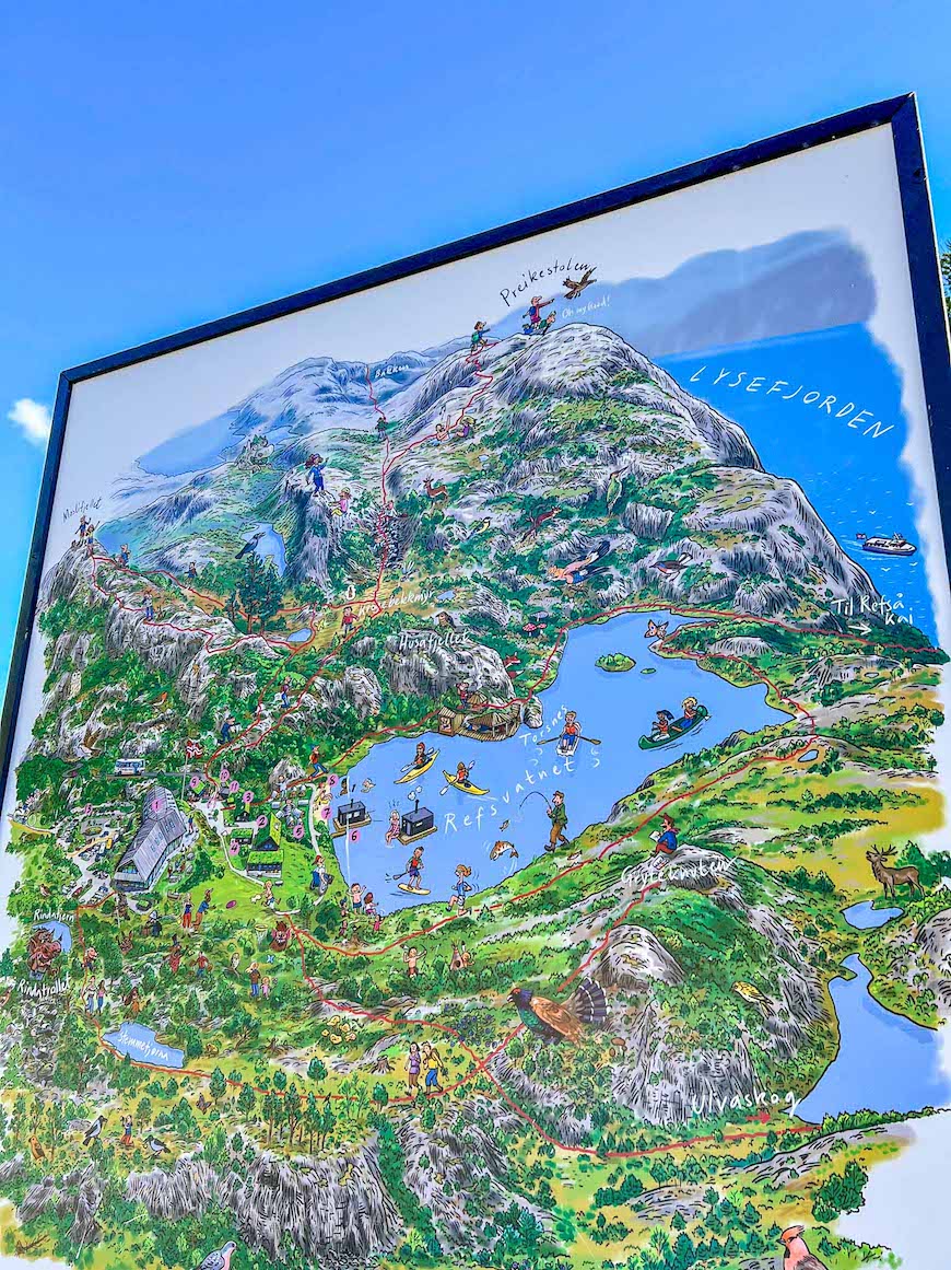 Pulpit Rock hike, Map of the Preikestolen hiking trail
