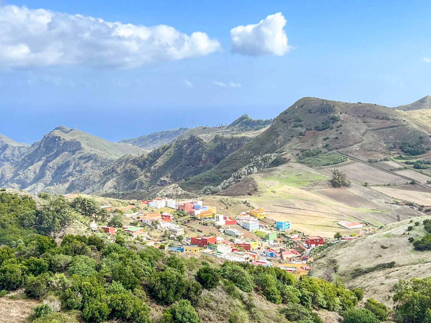 Tenerife road trip, mountain and village view from Mirador de Jardina