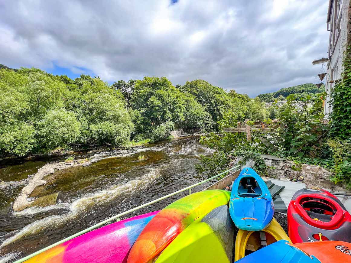 places to visit in North Wales, river and kayaks on River Dee