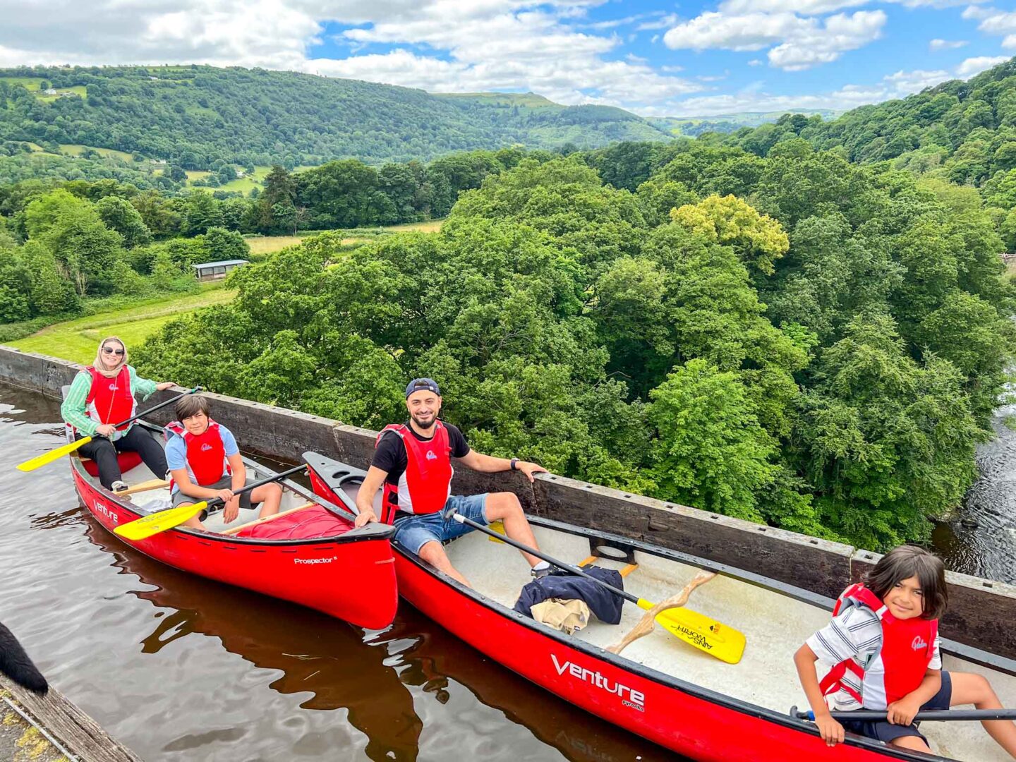 The Wandering Quinn Travel Blog places to visit in North Wales, canoeing on Llangollen Aqueduct