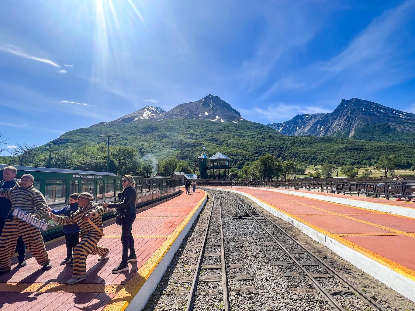 things to do in Ushuaia, Ushuaia train station with blue skies
