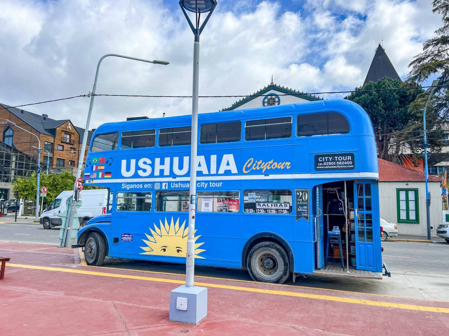 things to do in Ushuaia, Blue Ushuaia city tour double decker bus