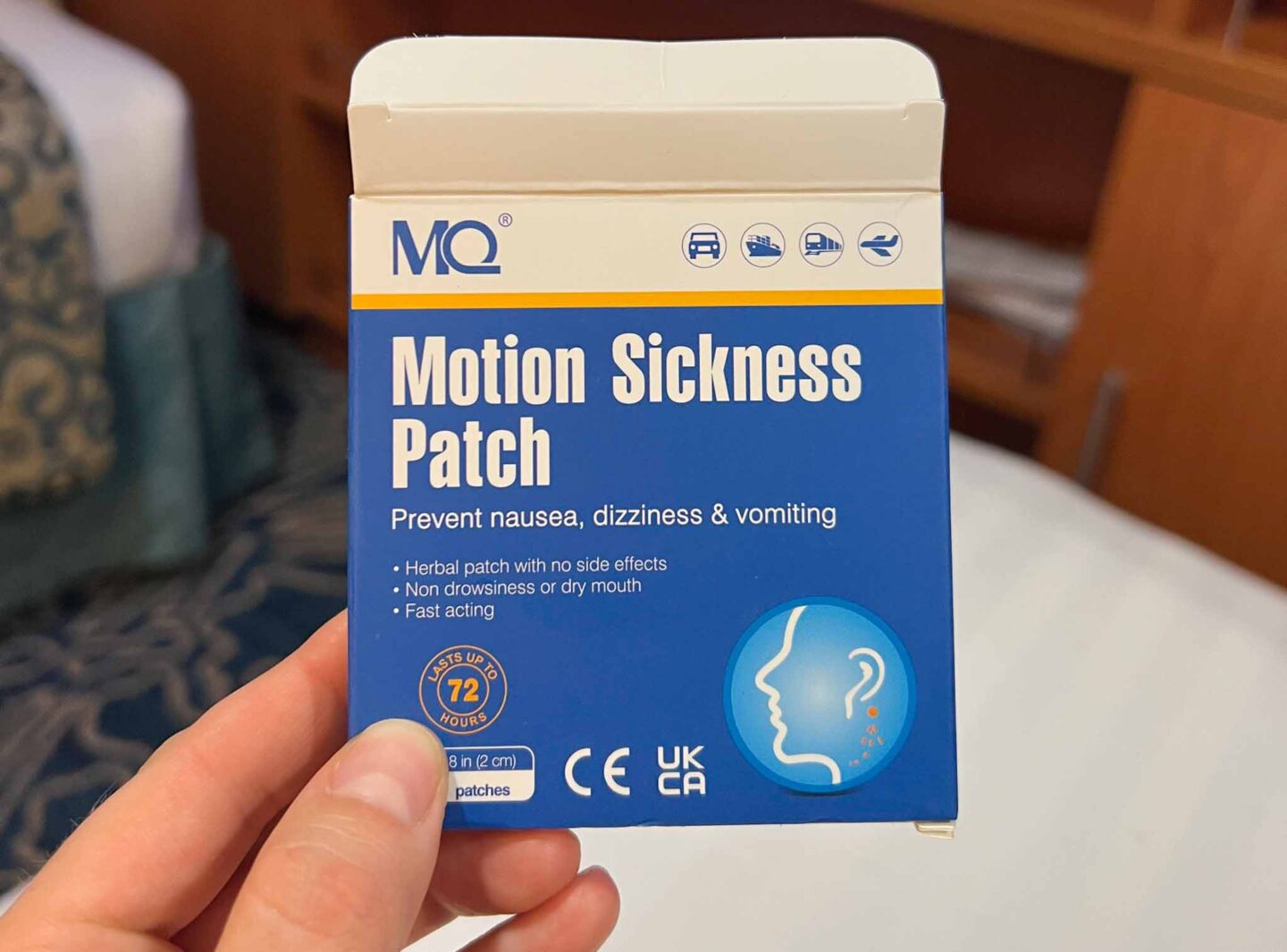 pack of motion sickness patches for Antarctica, What to wear in Antarctica, What to pack for Antarctica,