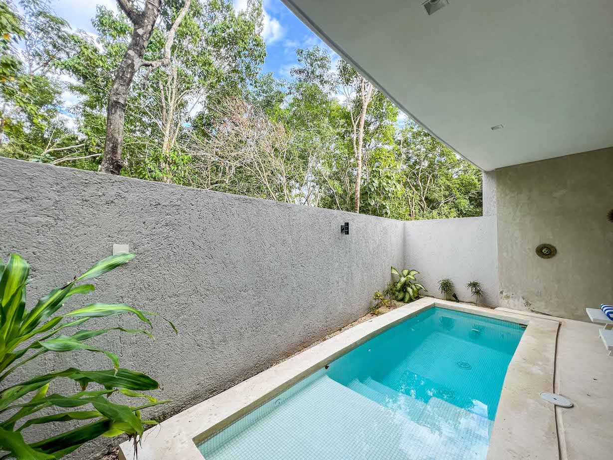 Private pool at Suites at Treetops Tulum, Yucatan Road Trip, 1 week Mexico itinerary,