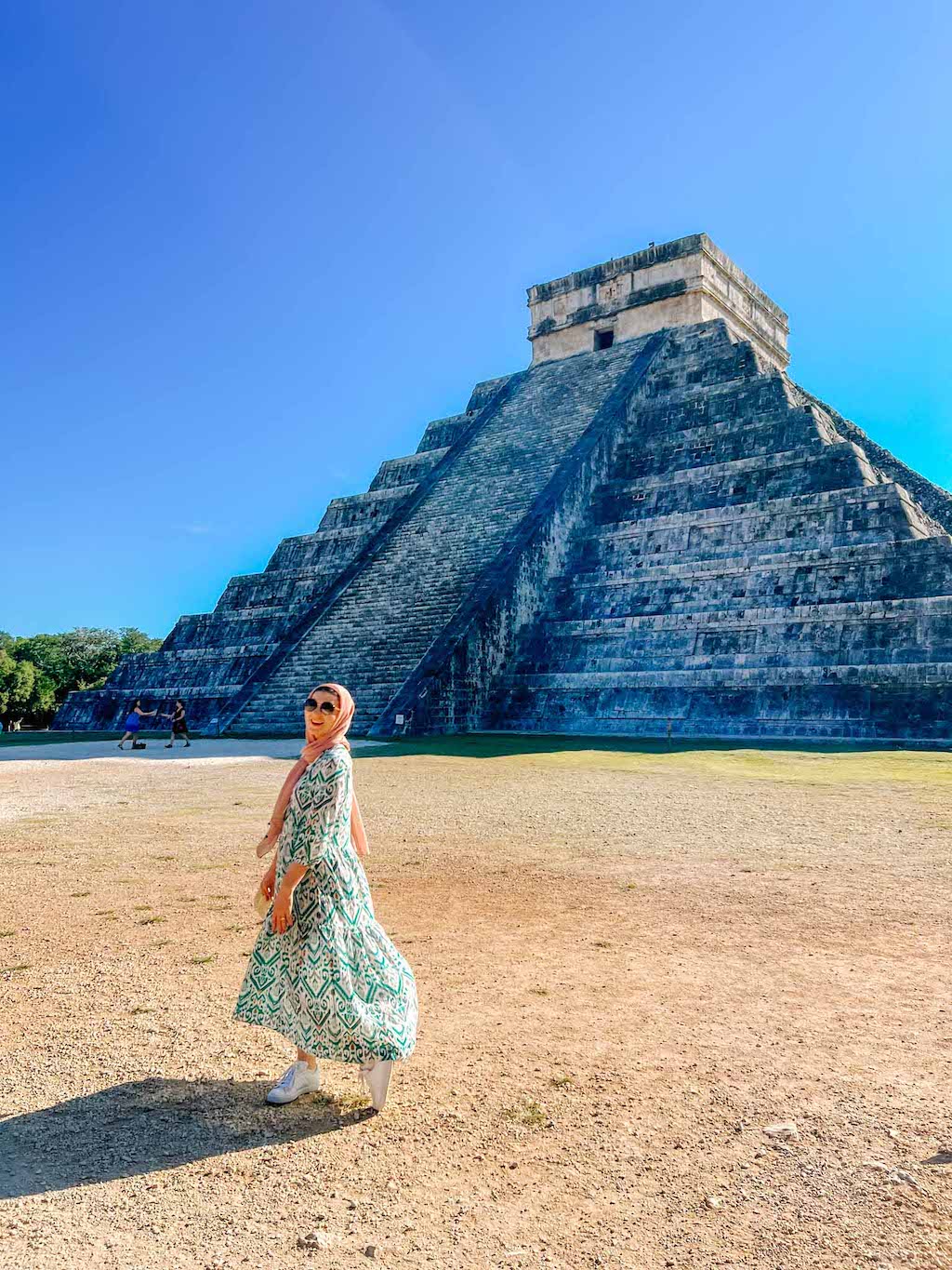 Ellie at Chichen Itza, Yucatan Road Trip, 1 week Mexico itinerary,