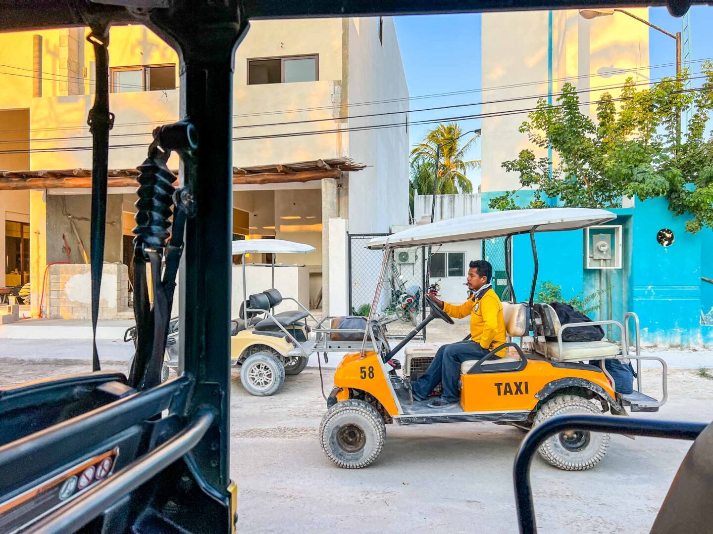 Golf Cart taxis in Isla Holbox, Yucatan Road Trip, 1 week Mexico itinerary,