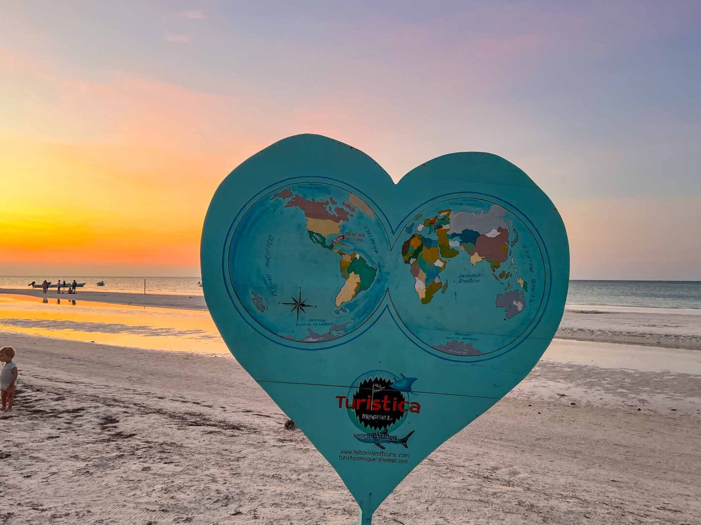 Isla Holbox beach heart and sunset, Yucatan Road Trip, 1 week Mexico itinerary,