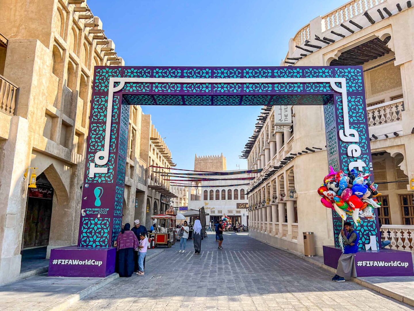 Souq Waqif entrance with World Cup sign, Doha itinerary, Qatar itinerary, 