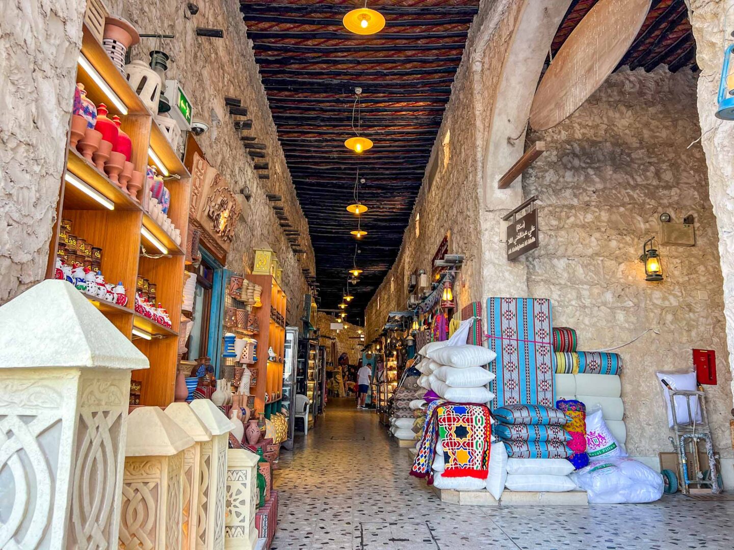 inside street in Souq Waqif with shops, Qatar Stopover, one day in Doha,