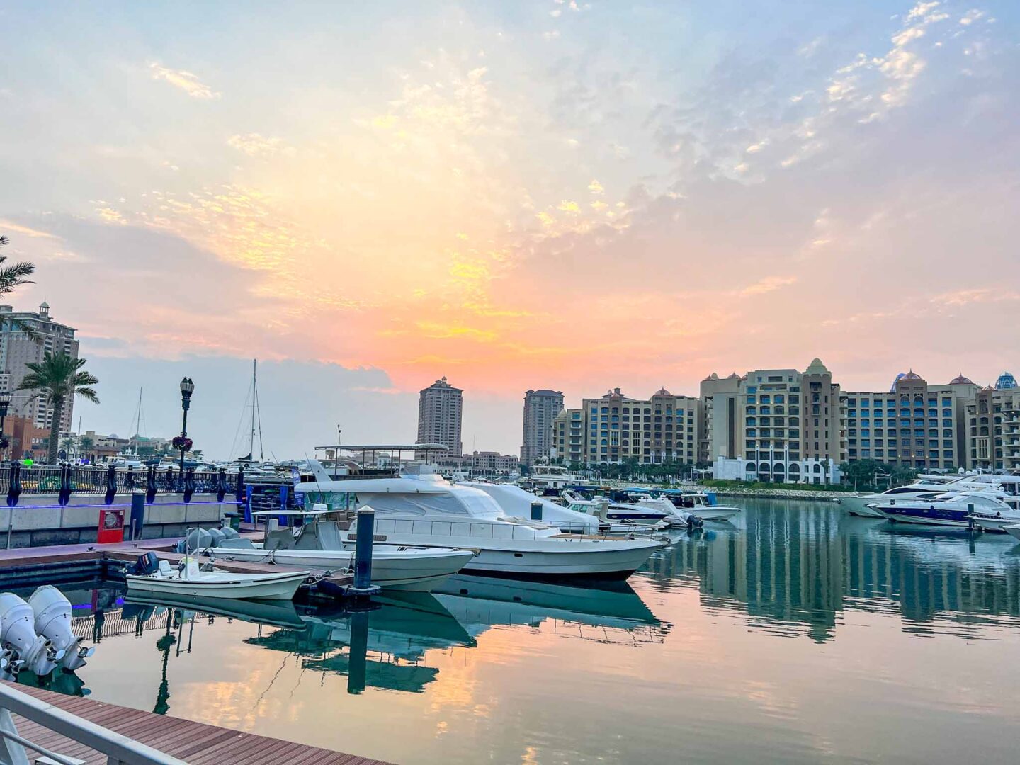 the pearl marina at sunset, Doha itinerary, Qatar itinerary