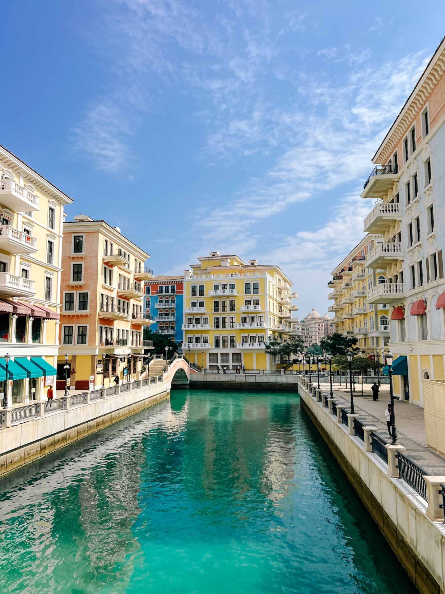 Qanat Quartier Canals in Doha in the sunshine, Qatar Stopover, one day in Doha,