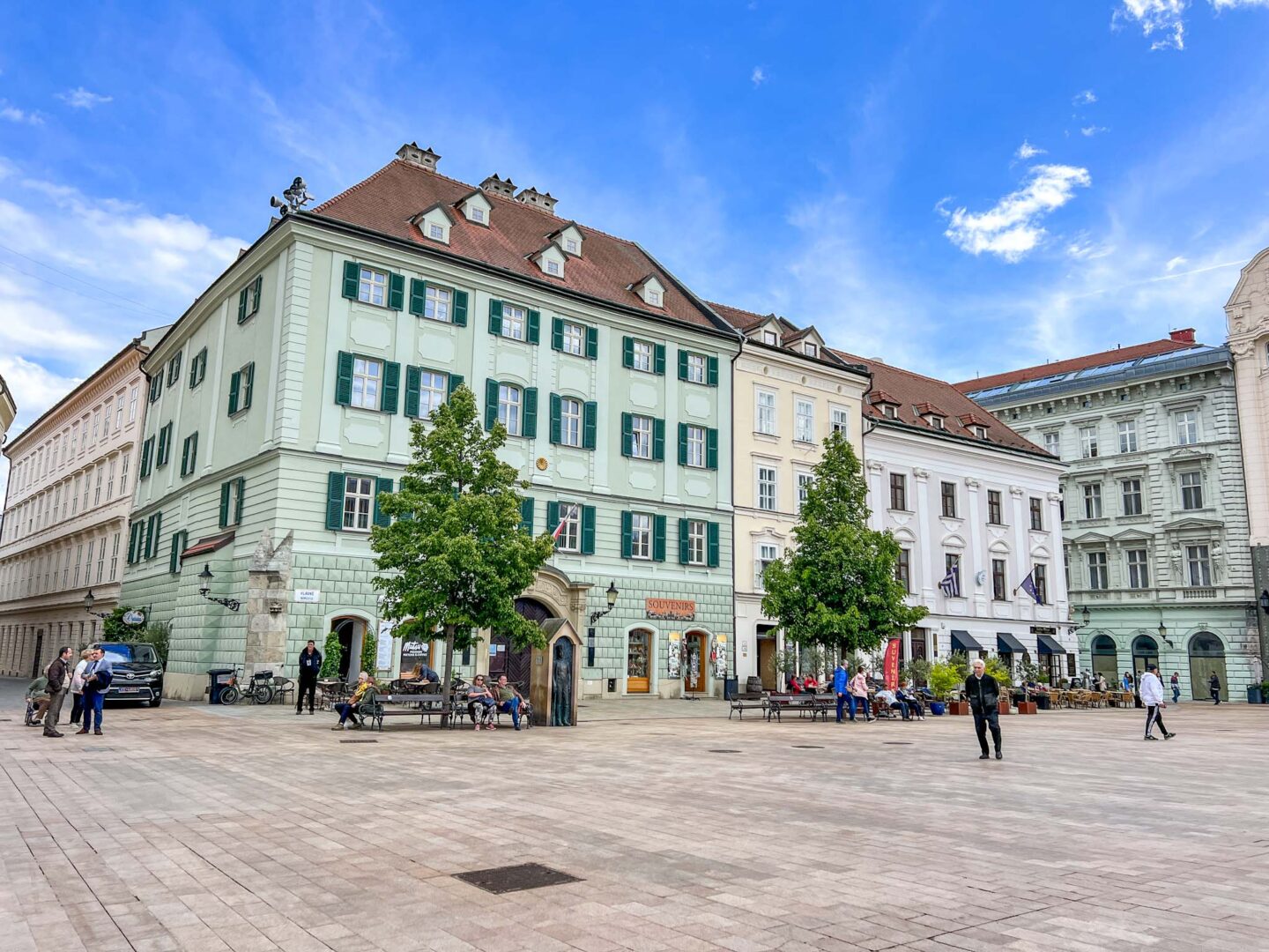 one day in Bratislava, Bratislava square and green building