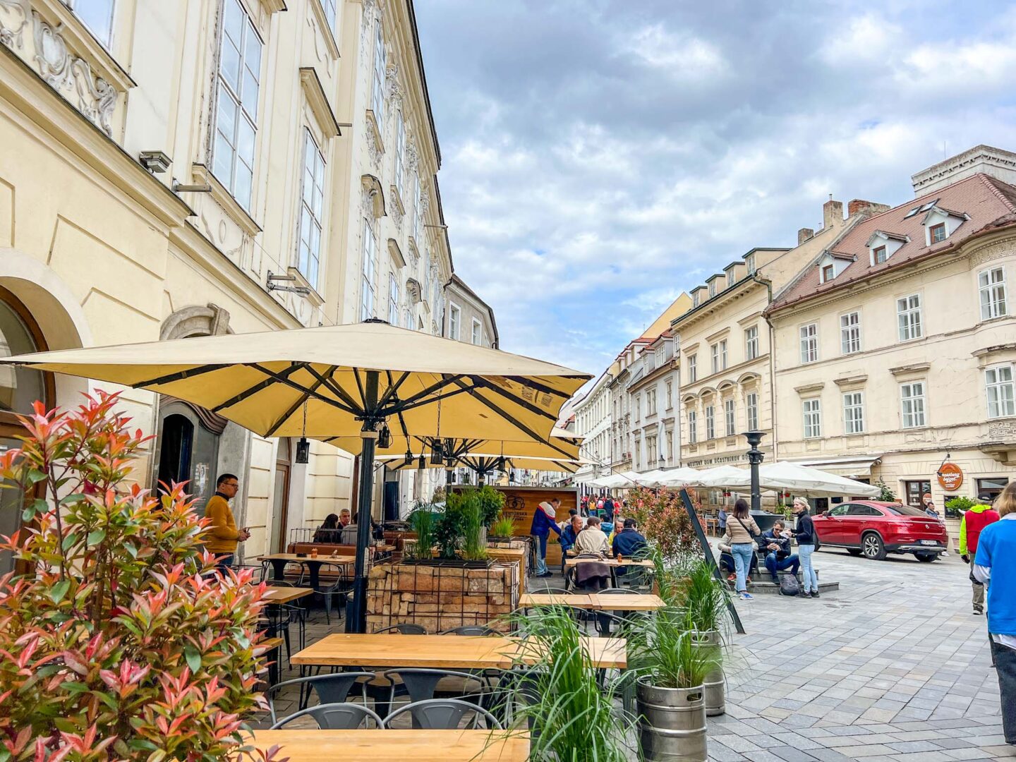 things to do in Bratislava, restaurants on street in Bratislava