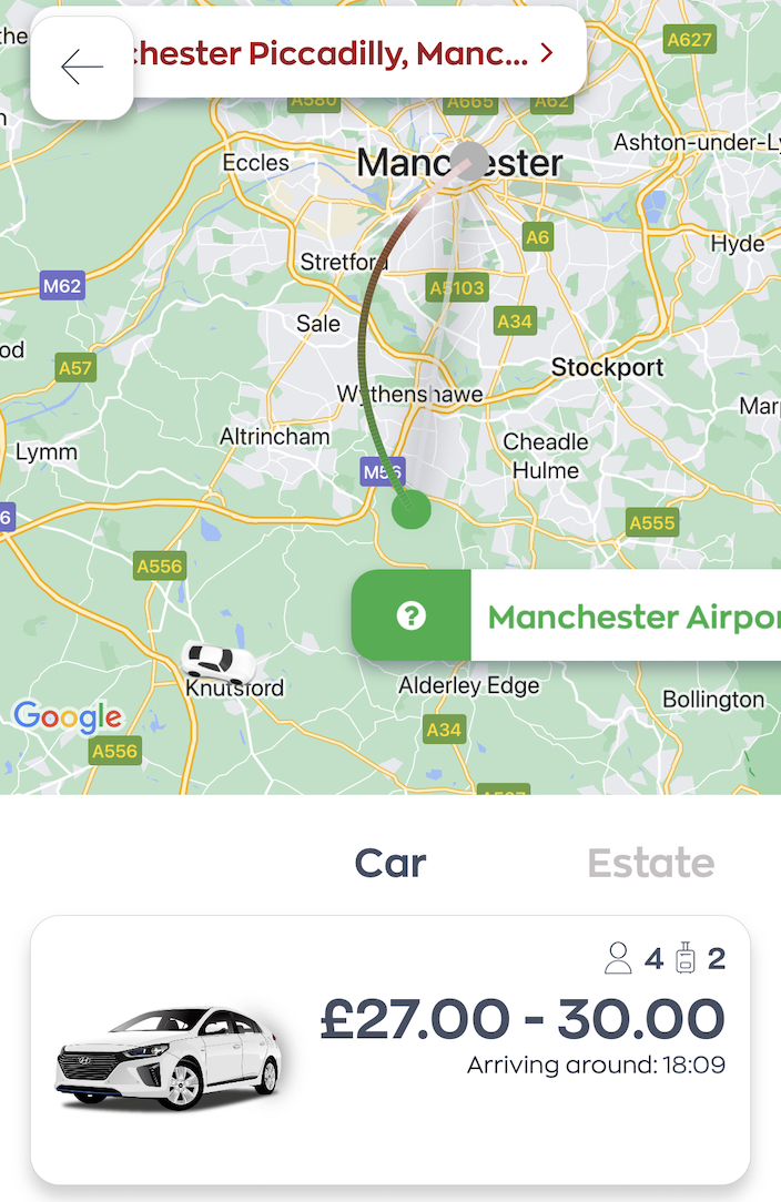 Manchester Airport to Manchester Piccadilly, passenger cars price from Manchester Airport to Manchester Piccadilly, 