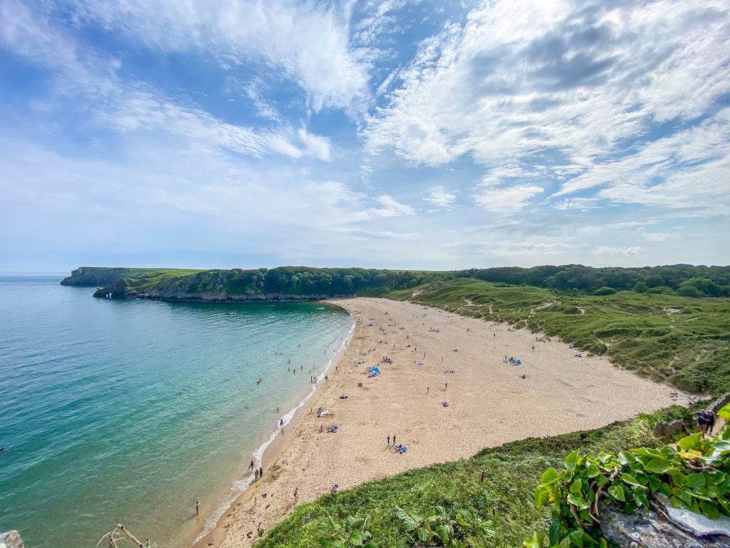 places to visit in Pembrokeshire, Barafundle Bay Beach from top of stairs