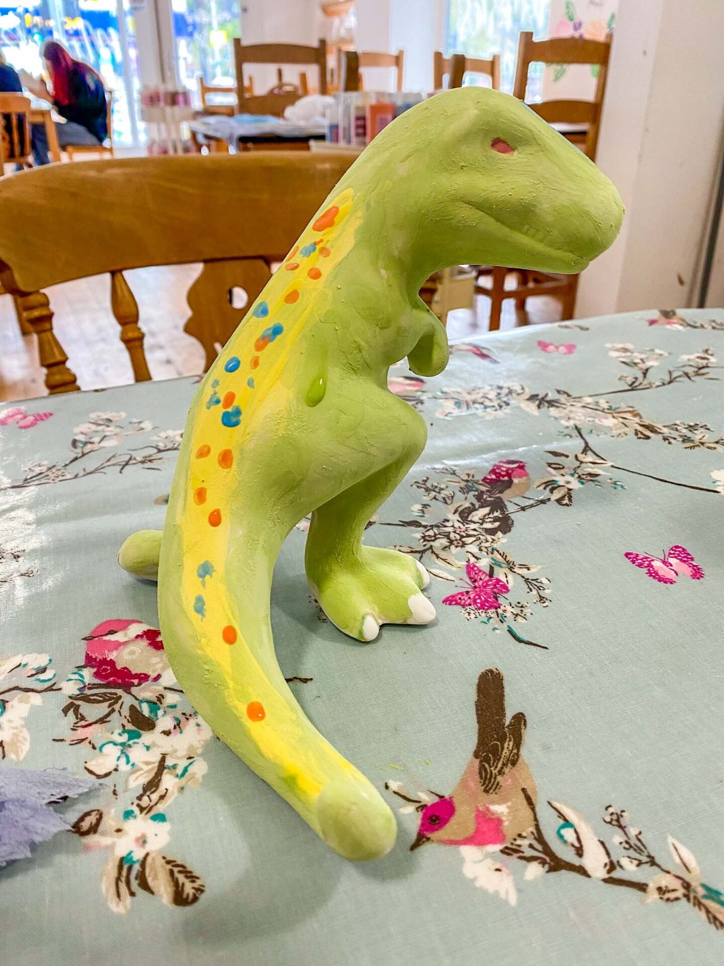 Things to do in Altrincham, Painted Dinosaur at Bean and Brush art cafe,