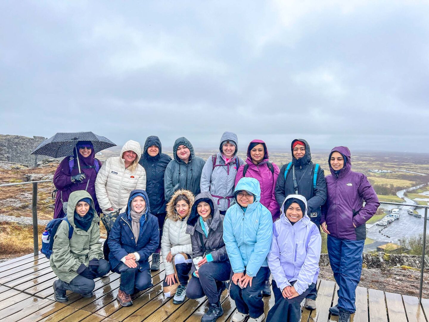 Iceland in May and June, group of ladies in the rain in iceland