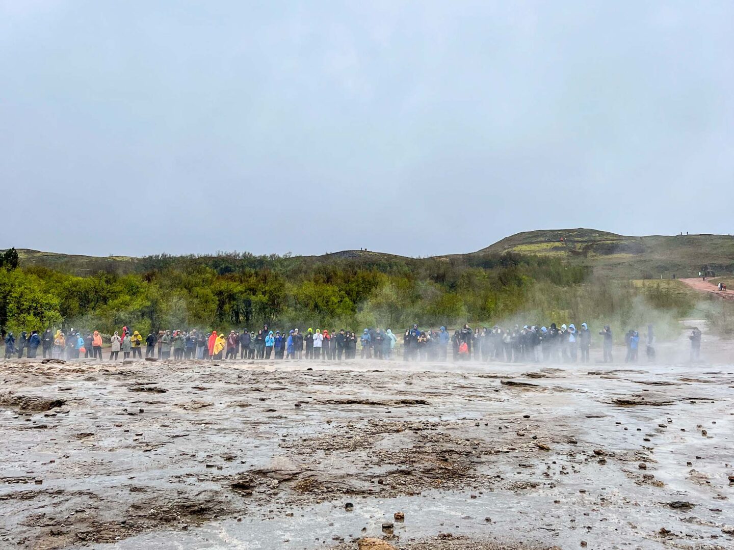 Iceland in May and June, crowds at the Geysers in Iceland in May