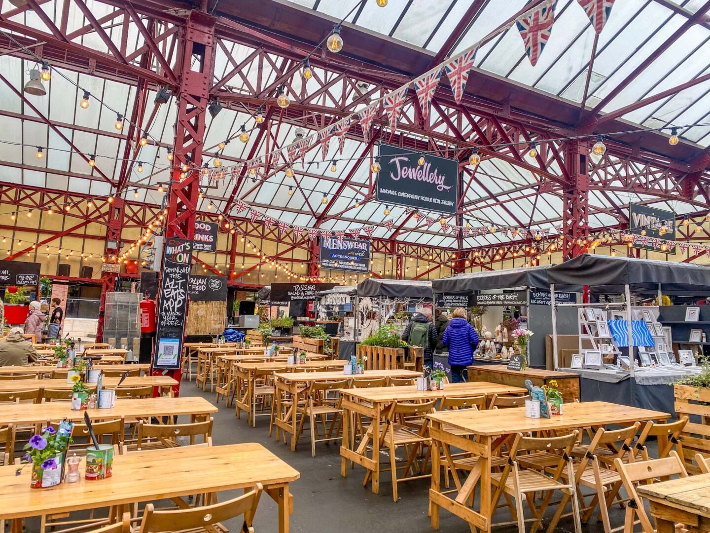 Things to do in Altrincham, inside Altrincham market outdoor market
