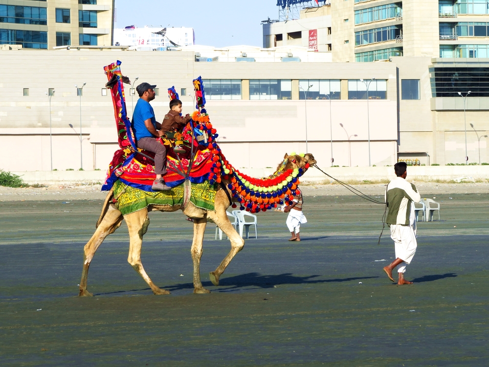 places to visit in karachi, camel riding at Clifton Beach