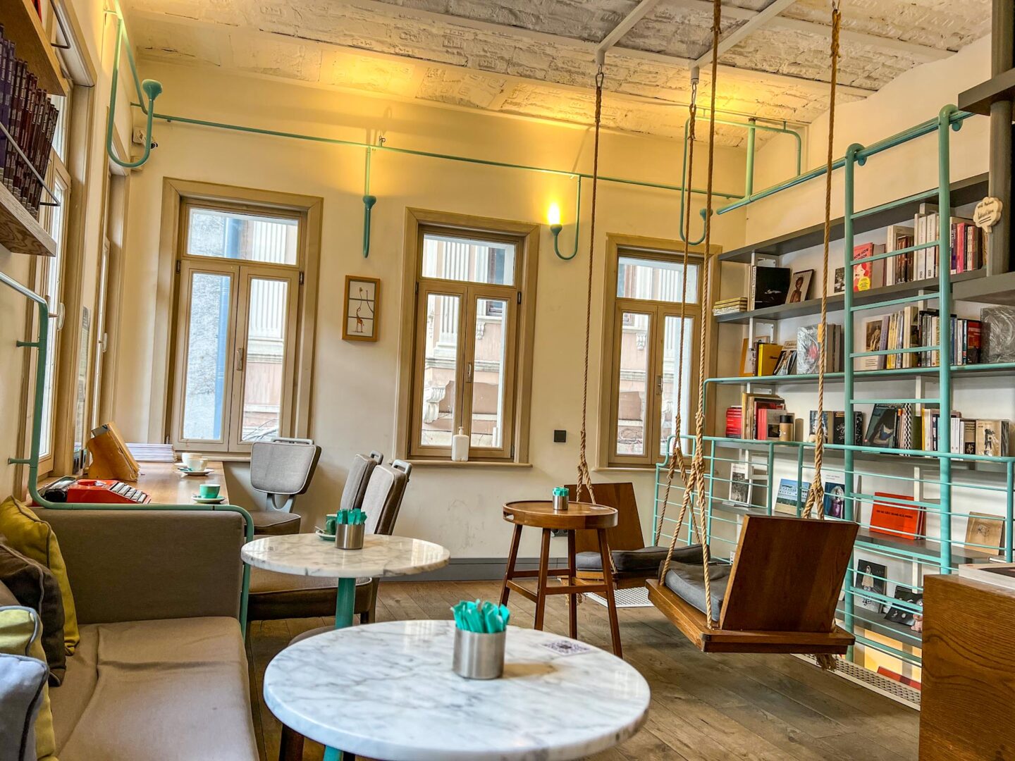 inside FIL Books Cafe, best Istanbul cafes 