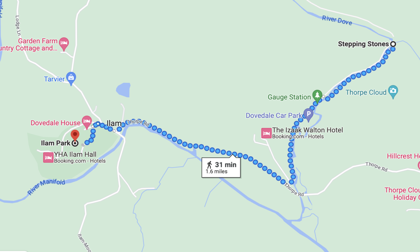 Ilam Park national trust map easy walk, Easy Walks Peak District, 