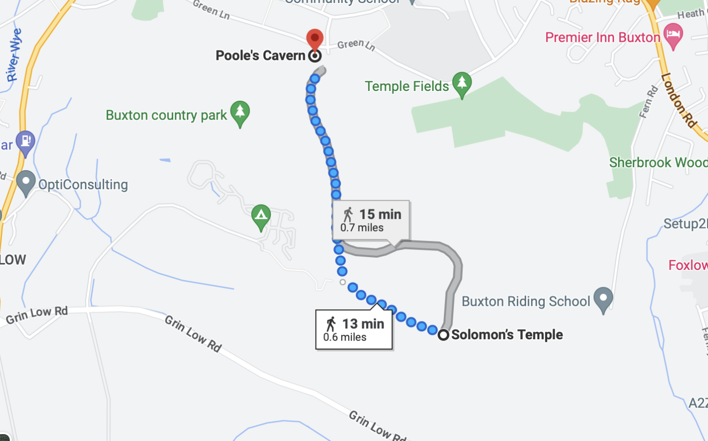 Soloman's Temple map easy walk, Easy Walks Peak District, 