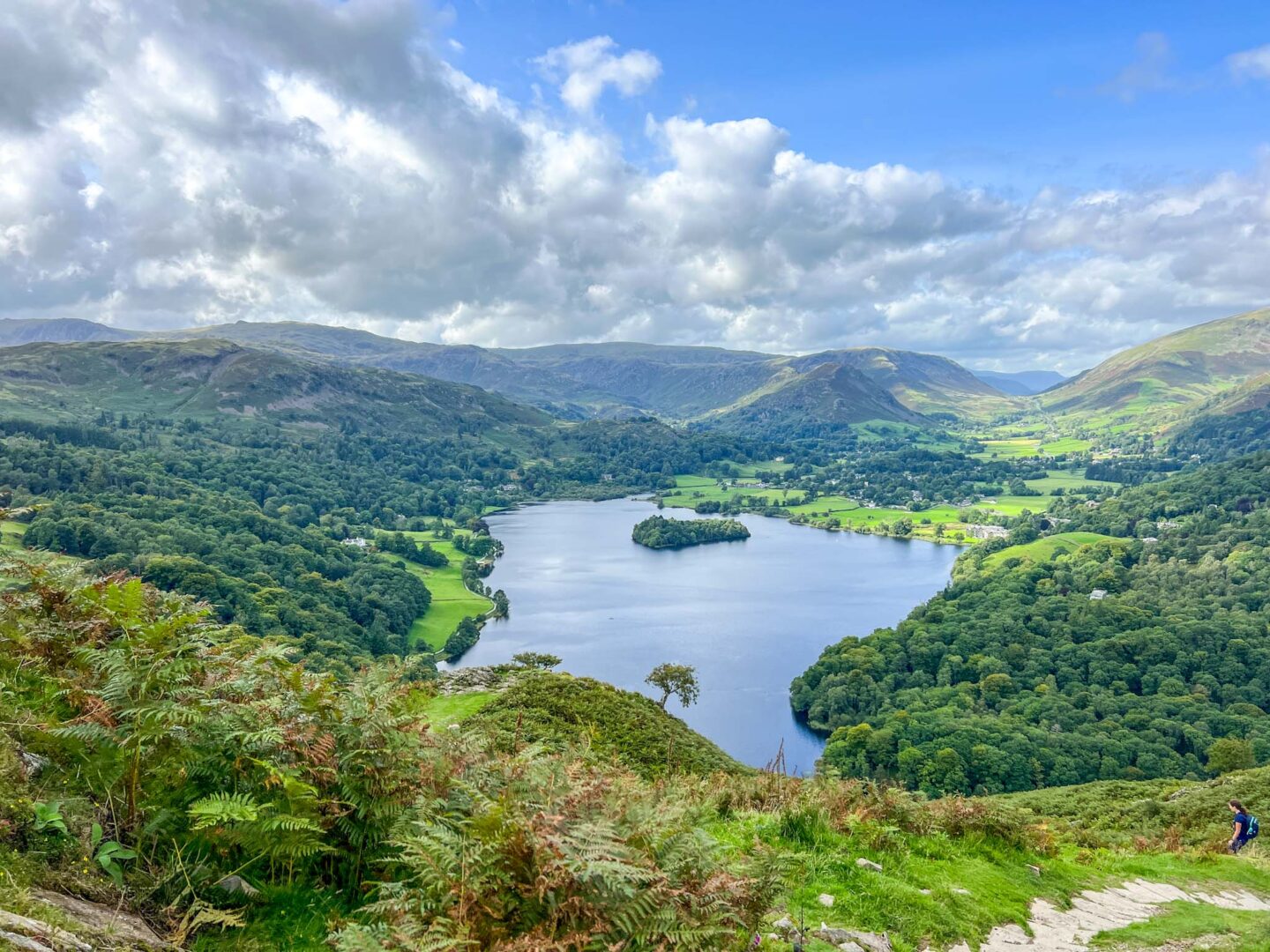 view of Grasmere Lake from Loughrigg Fell, Rydal Cave walk