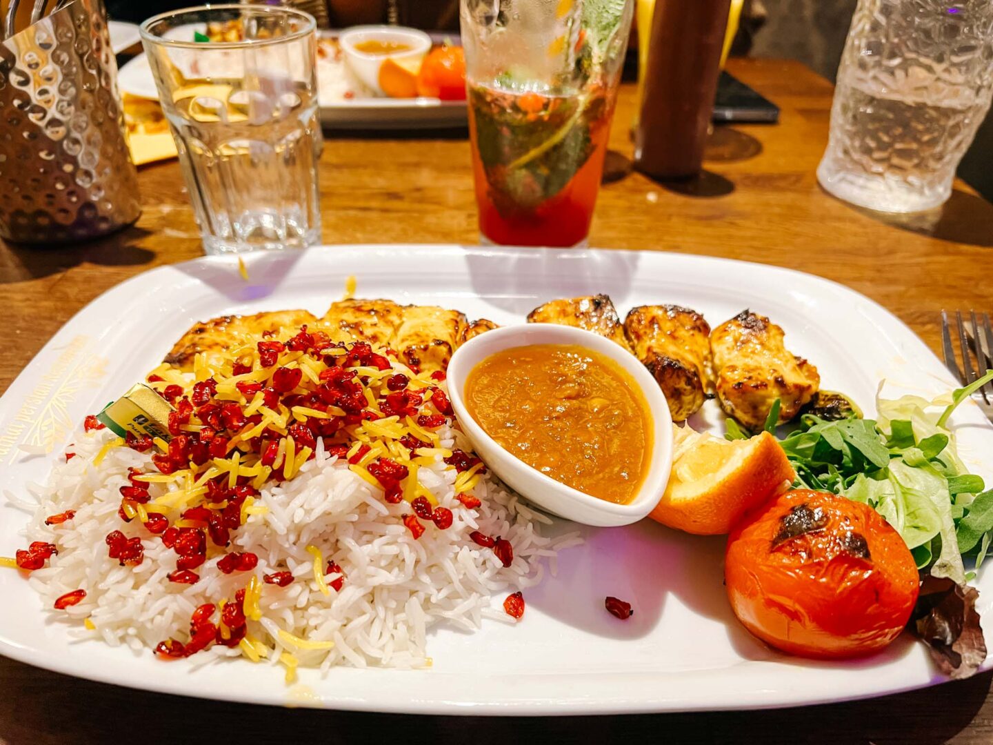 kebab and rice from Walnut Persian Restaurant, best curry mile restaurants 