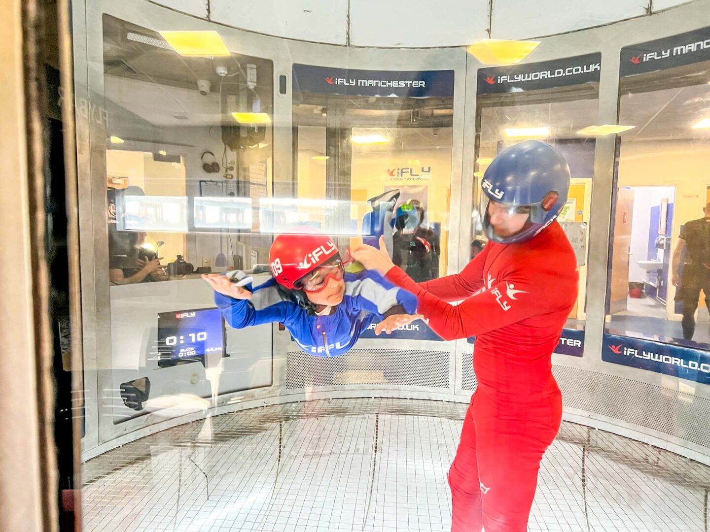 Things to do in manchester in the rain, child in ifly Manchester with instructor 