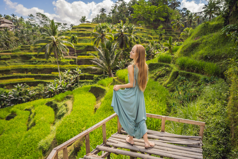 Packing List Bali, woman at rice terraces in Bali