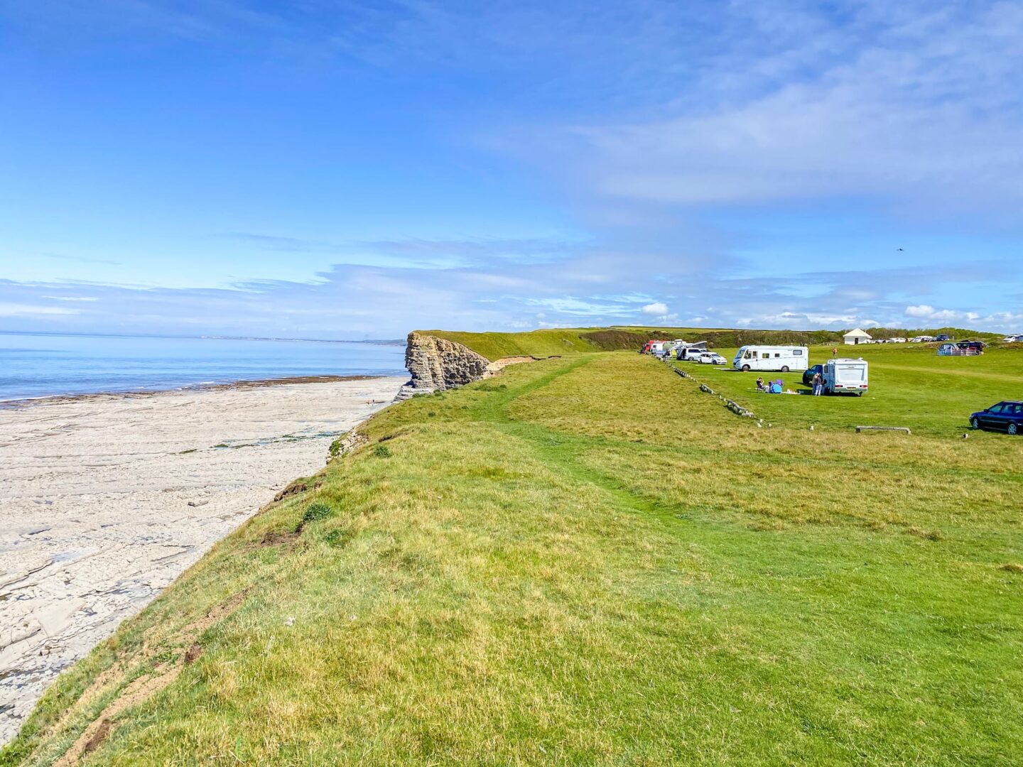 best beaches in South Wales, view approaching Nash Point cliffs