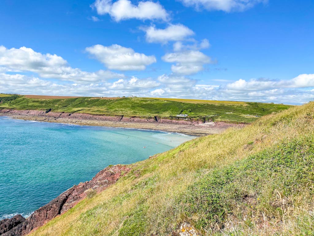 best beaches in South Wales, Manorbier beach from Wales Coastal Path