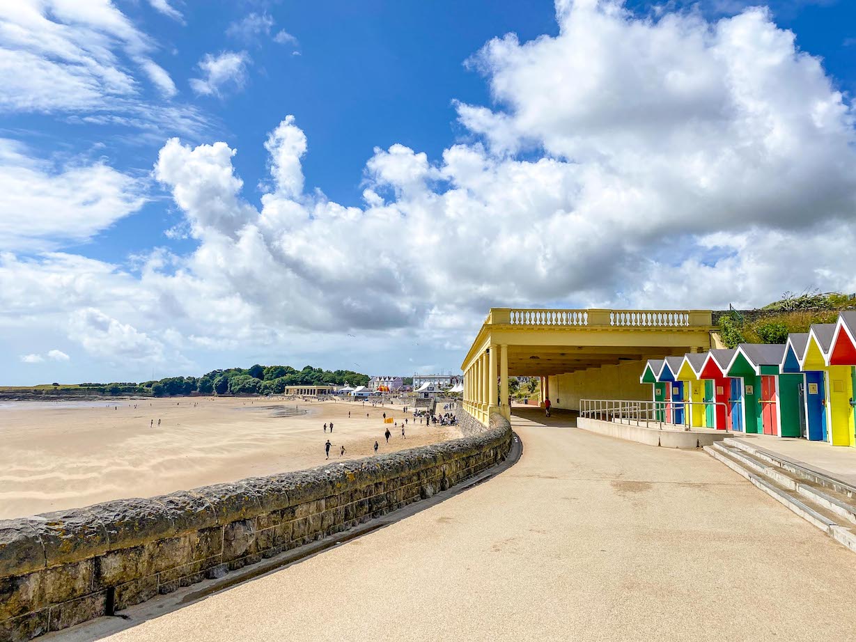 best beaches in South Wales, Barry Island Beach colourful huts