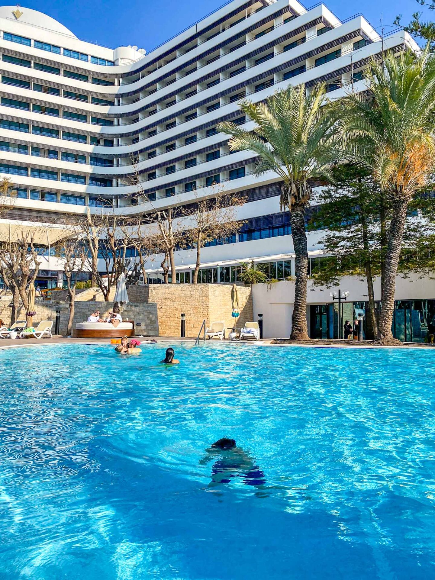 what to wear in Turkey, winter in Antalya in a heated hotel swimming pool