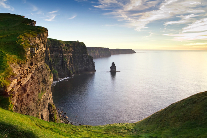 Best countries to visit in August, Cliffs of Moher at sunset in Ireland