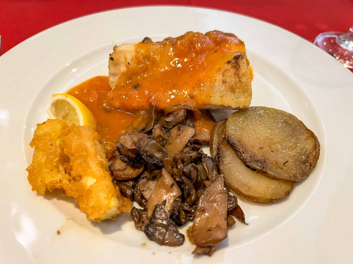 The Wandering Quinn Travel Blog Tui cruise review, fish dish from Italian restaurant onboard Marella Discovery 2