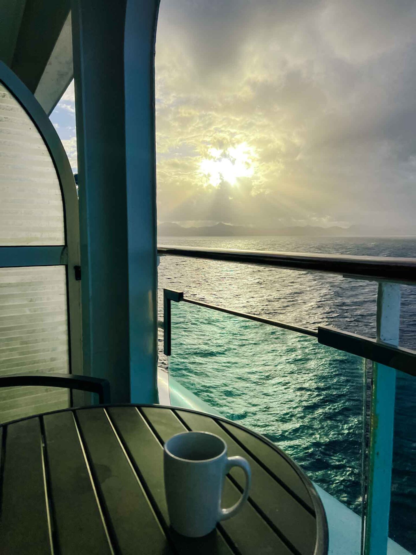 The Wandering Quinn Travel Blog Tui cruise review, coffee on balcony onboard Marella Discovery 2