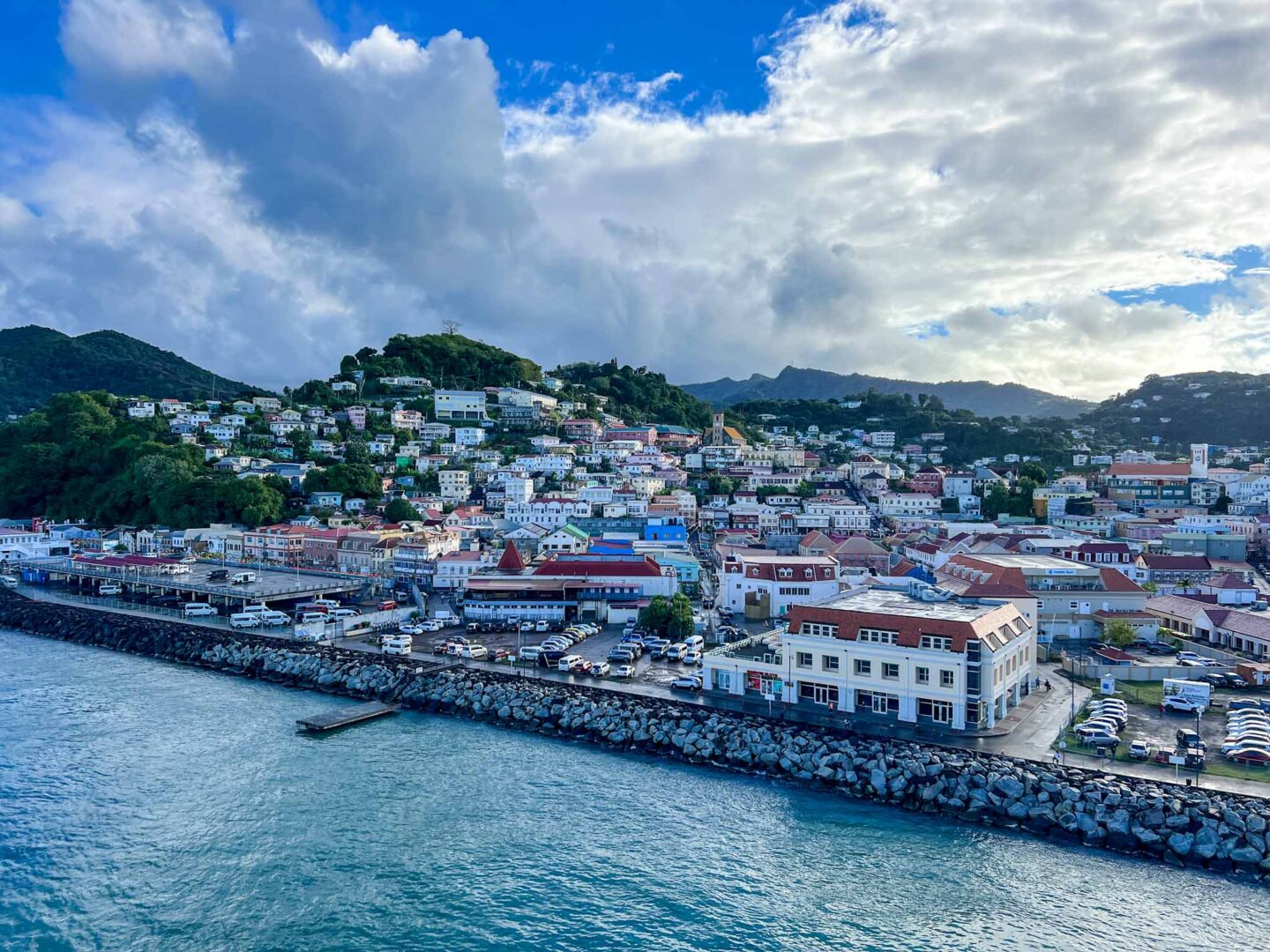 The Wandering Quinn Travel Blog how to see islands on a Caribbean cruise, Grenada St Georges cruise port from the ship