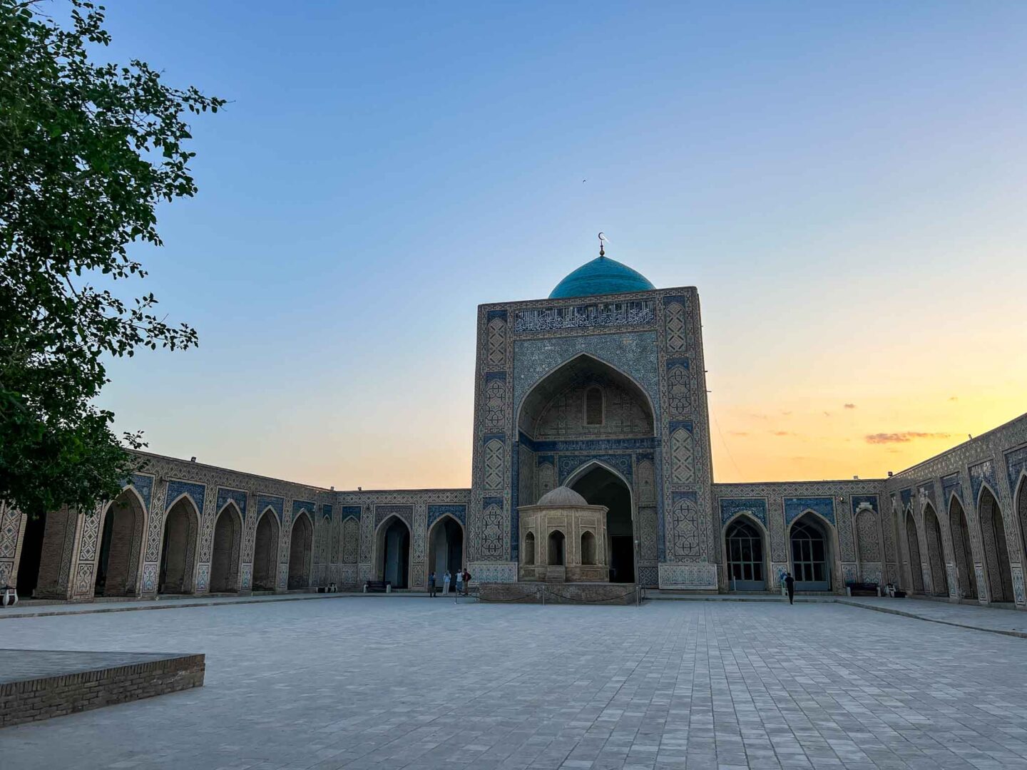 The Wandering Quinn Travel Blog halal travel in Uzbekistan, Sunset at Friday mosque in Bukhara