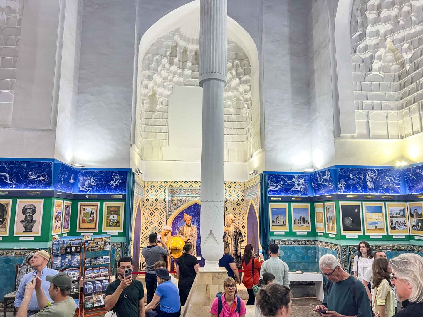 The Wandering Quinn Travel Blog What to wear Uzbekistan,  tourists inside Registan Square museum