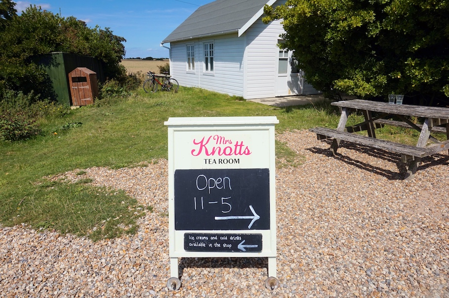 The Wandering Quinn Travel Blog sign for Mrs Knotts tearoom at South Foreland lighthouse