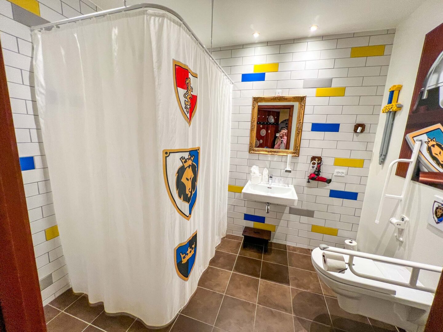 The Wandering Quinn Travel Blog things to do in Billund, LEGOLAND Castle Hotel knights room bathroom