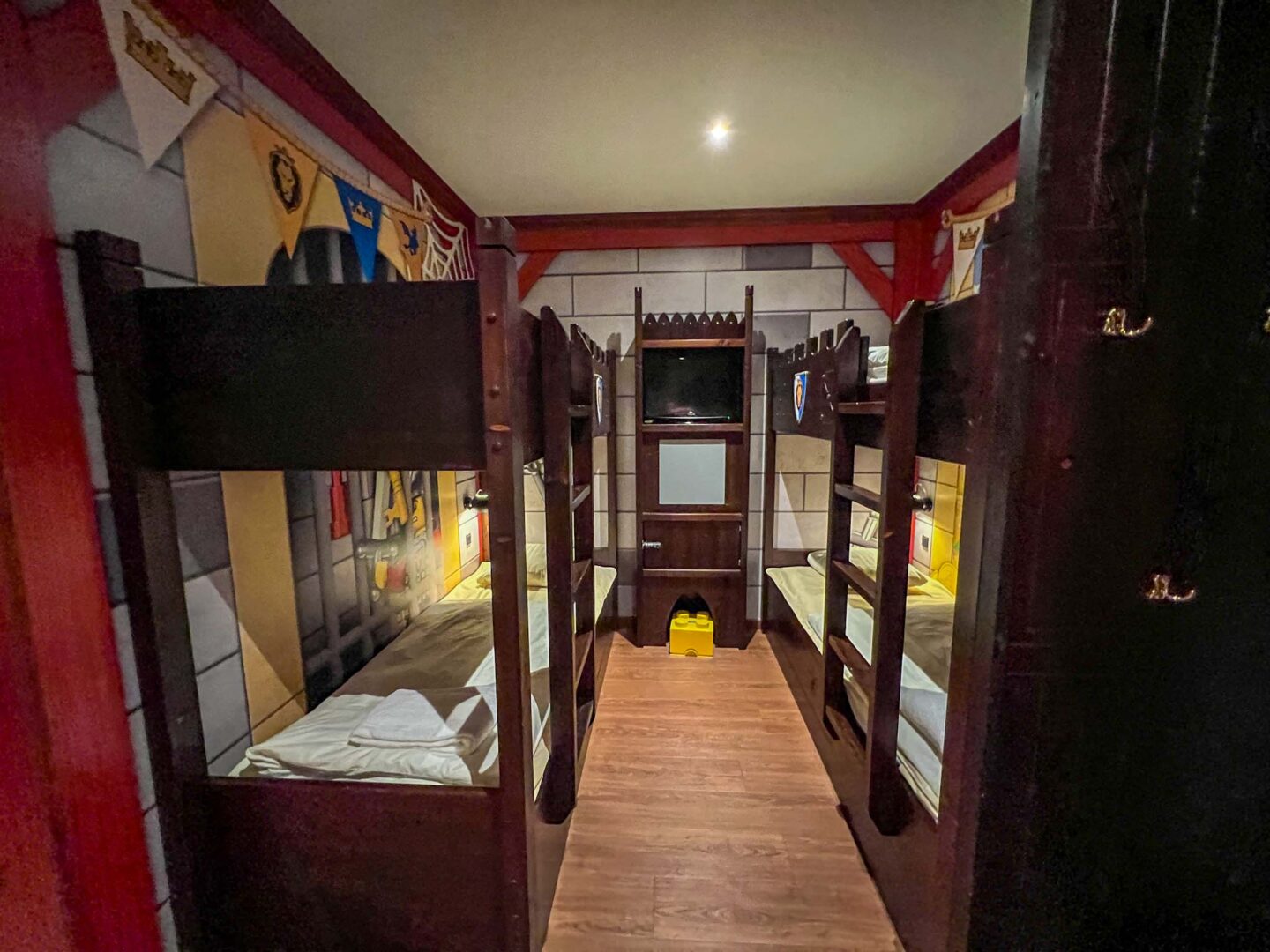 The Wandering Quinn Travel Blog things to do in Billund, LEGOLAND Castle Hotel knights room bunk beds