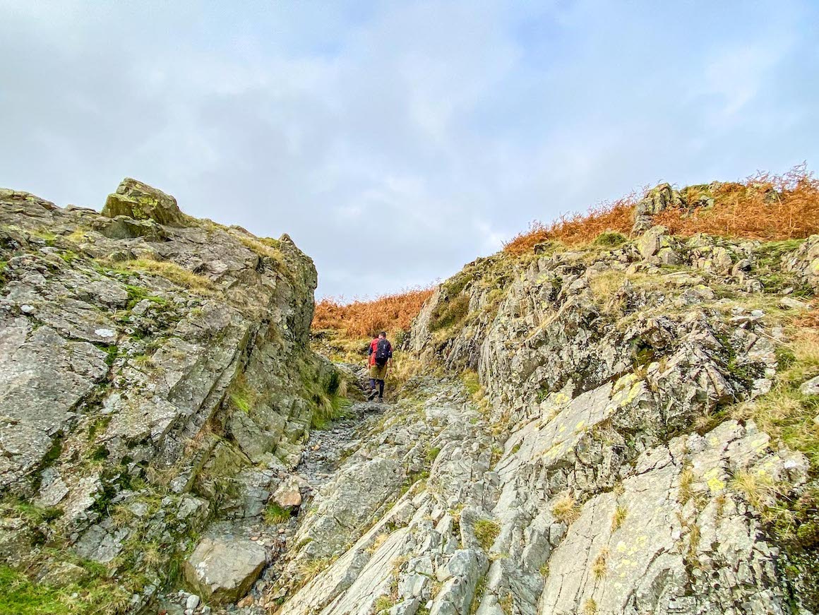 Rocks to walk between on the Old Man of Coniston Circular Walk