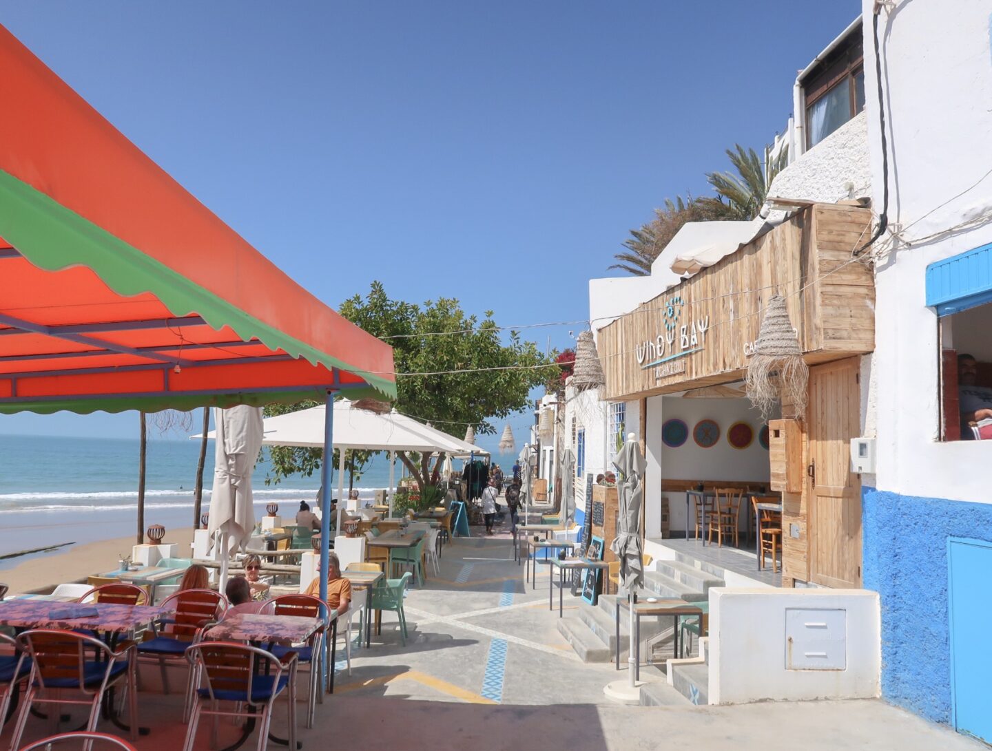 best countries to visit in May, Taghazout cafes by water in Morocco