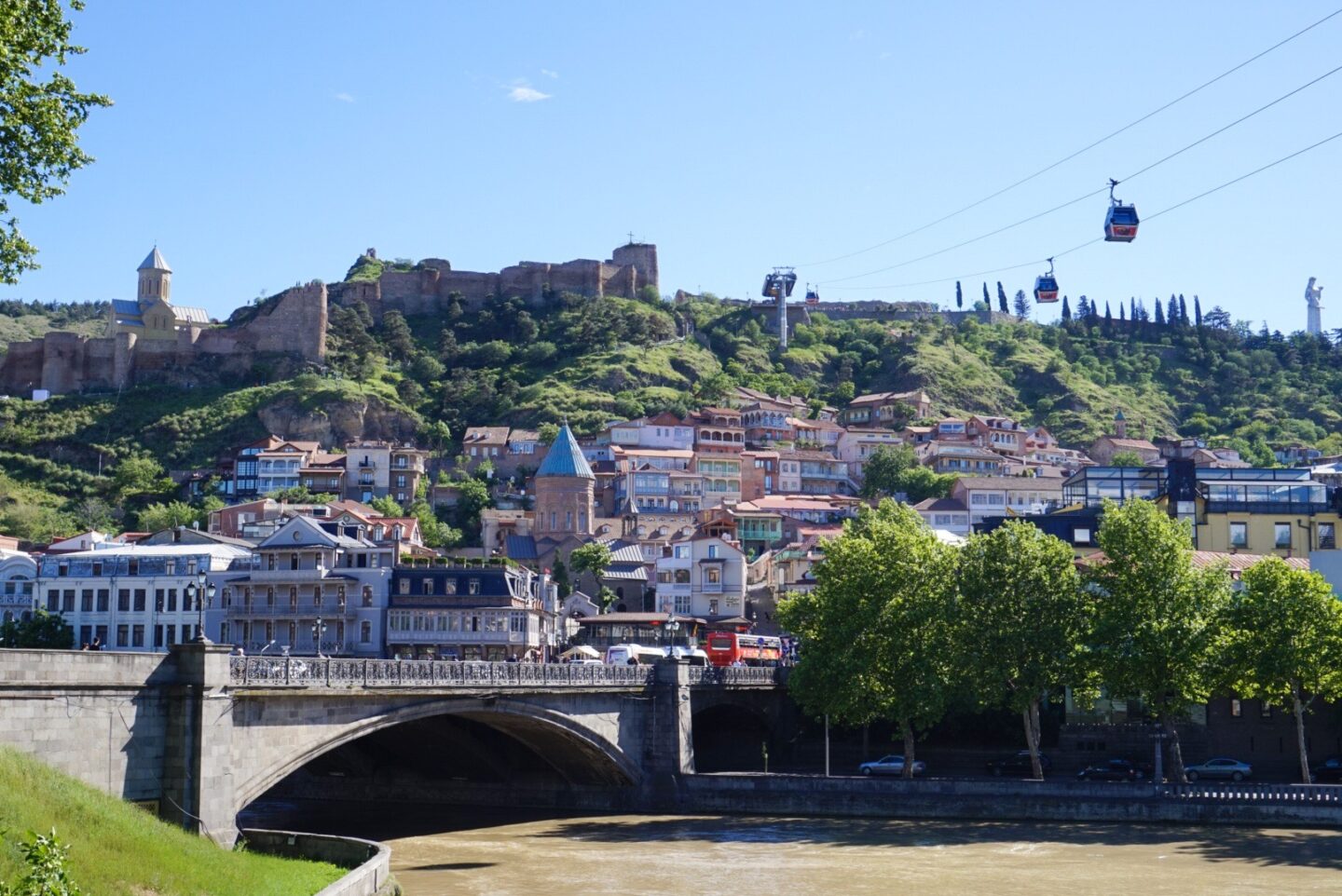 best countries to visit in May, Tbilisi river and sky line